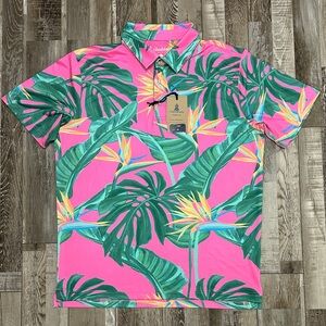 Chubbies Pink and Green Tropical Polo
